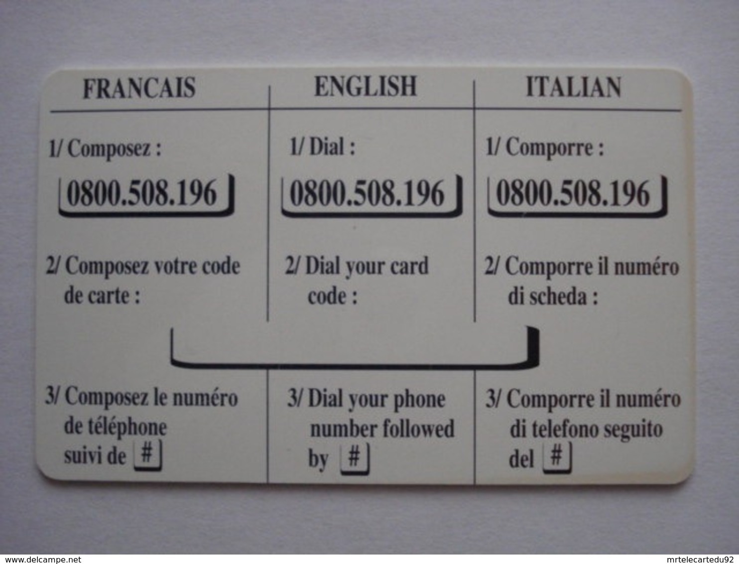 Carte Téléphonique Prépayée " Switchback "  (neuve Sans Code). - Per Cellulari (ricariche)