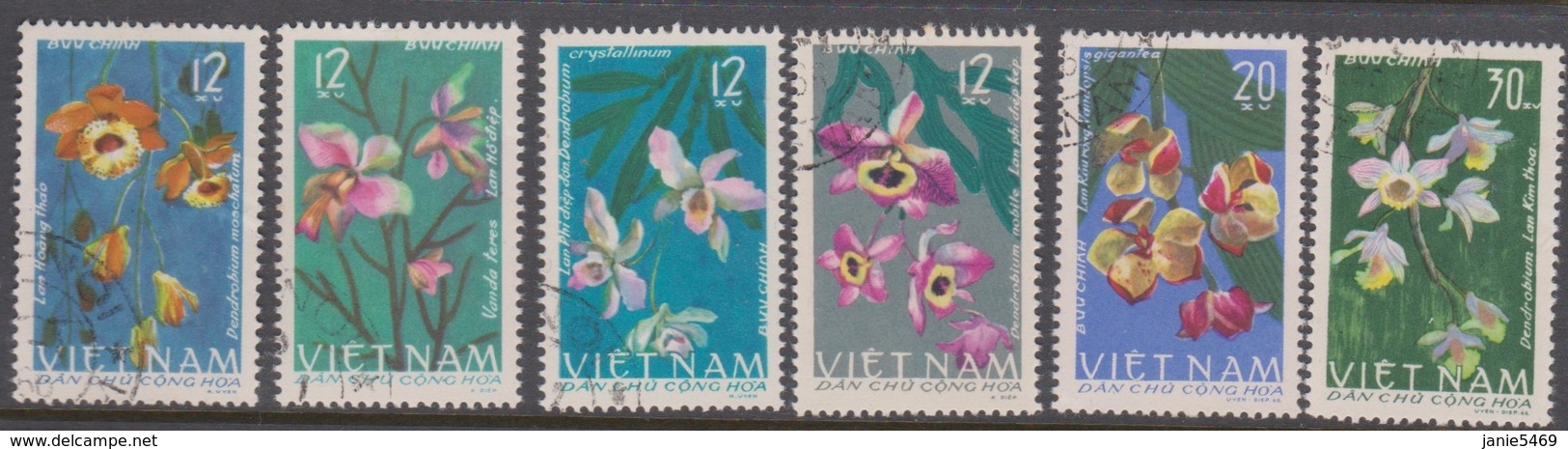 Vietnam 422-27 1966 Orchids, Used - Orchids