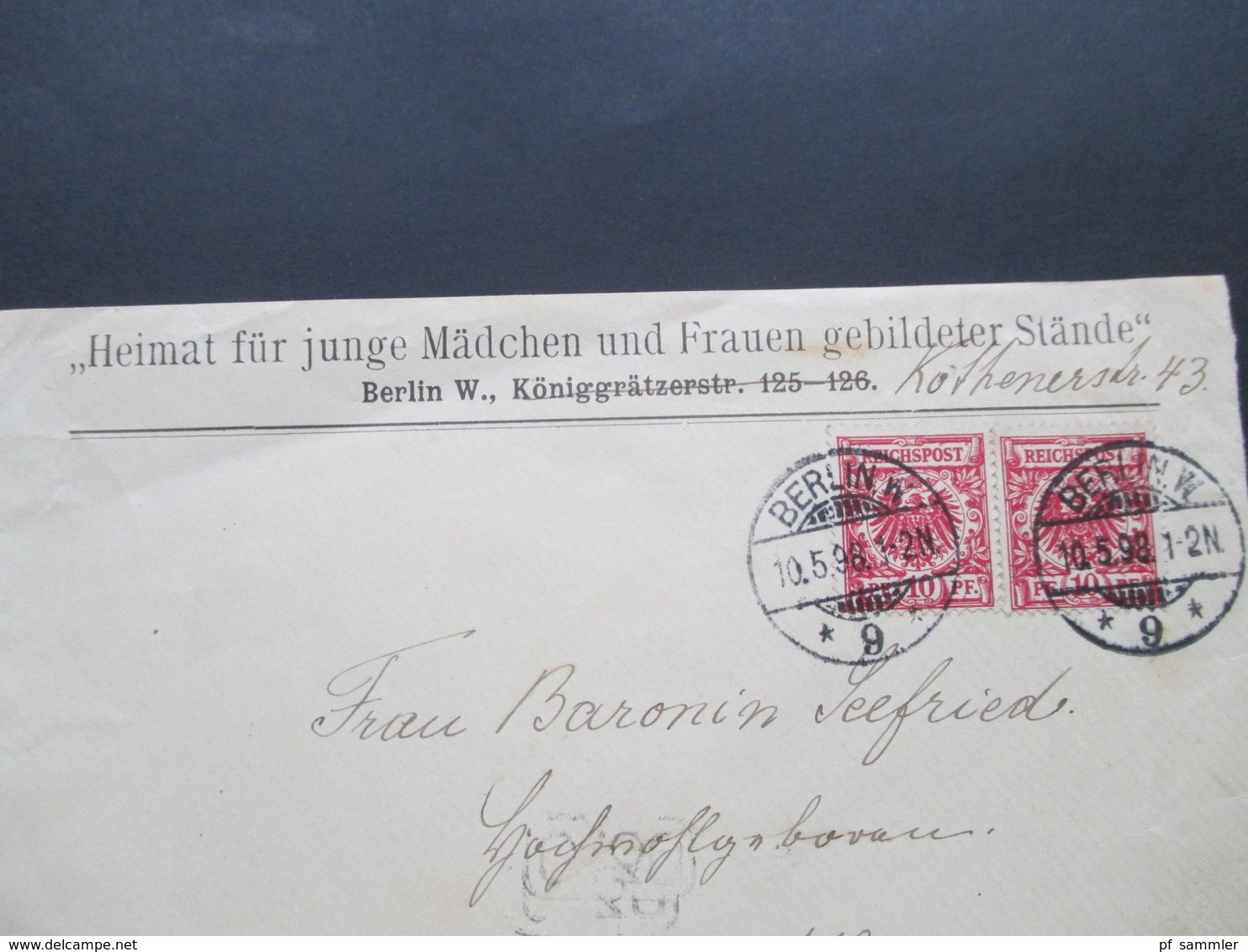 DR 1898 Social Philately Heimat Für Junge Mädchen Und Frauen Gebildeter Stände An Frau Baronin Seefried In Haag Niederla - Cartas & Documentos