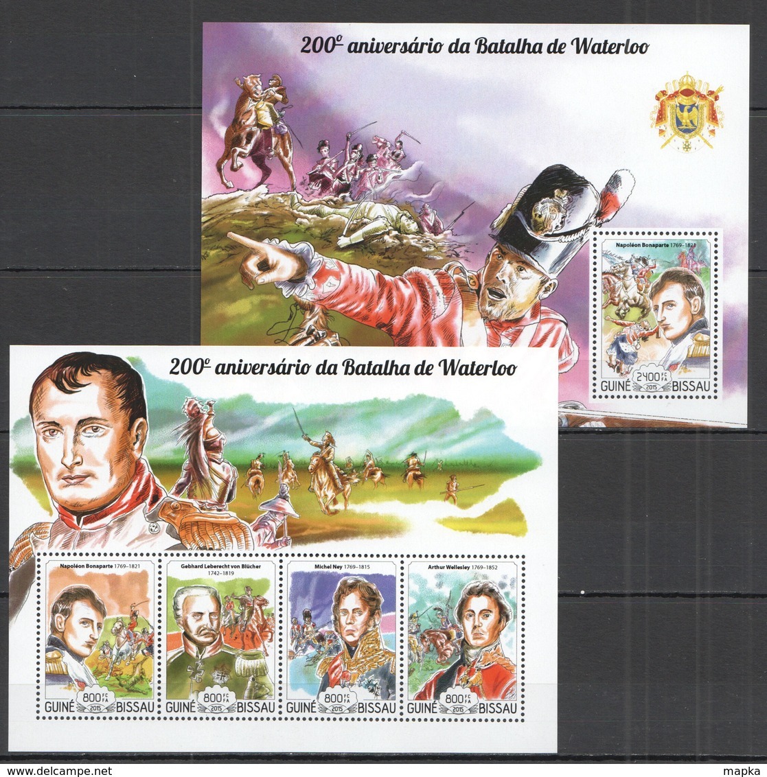 ST1034 2015 GUINE GUINEA-BISSAU 200TH ANNIVERSARY BATTLE OF WATERLOO KB+BL MNH - Franz. Revolution