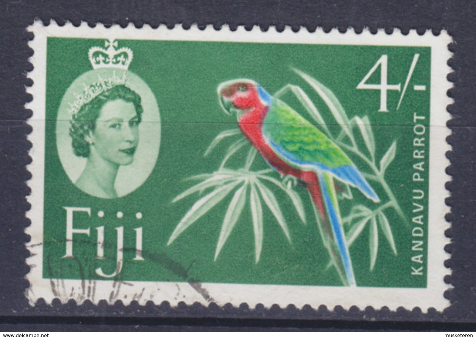 Fiji 1964 Mi. 164aX     4 Sh Bird Vogel Oiseau Kandavu Parrot - Fiji (1970-...)