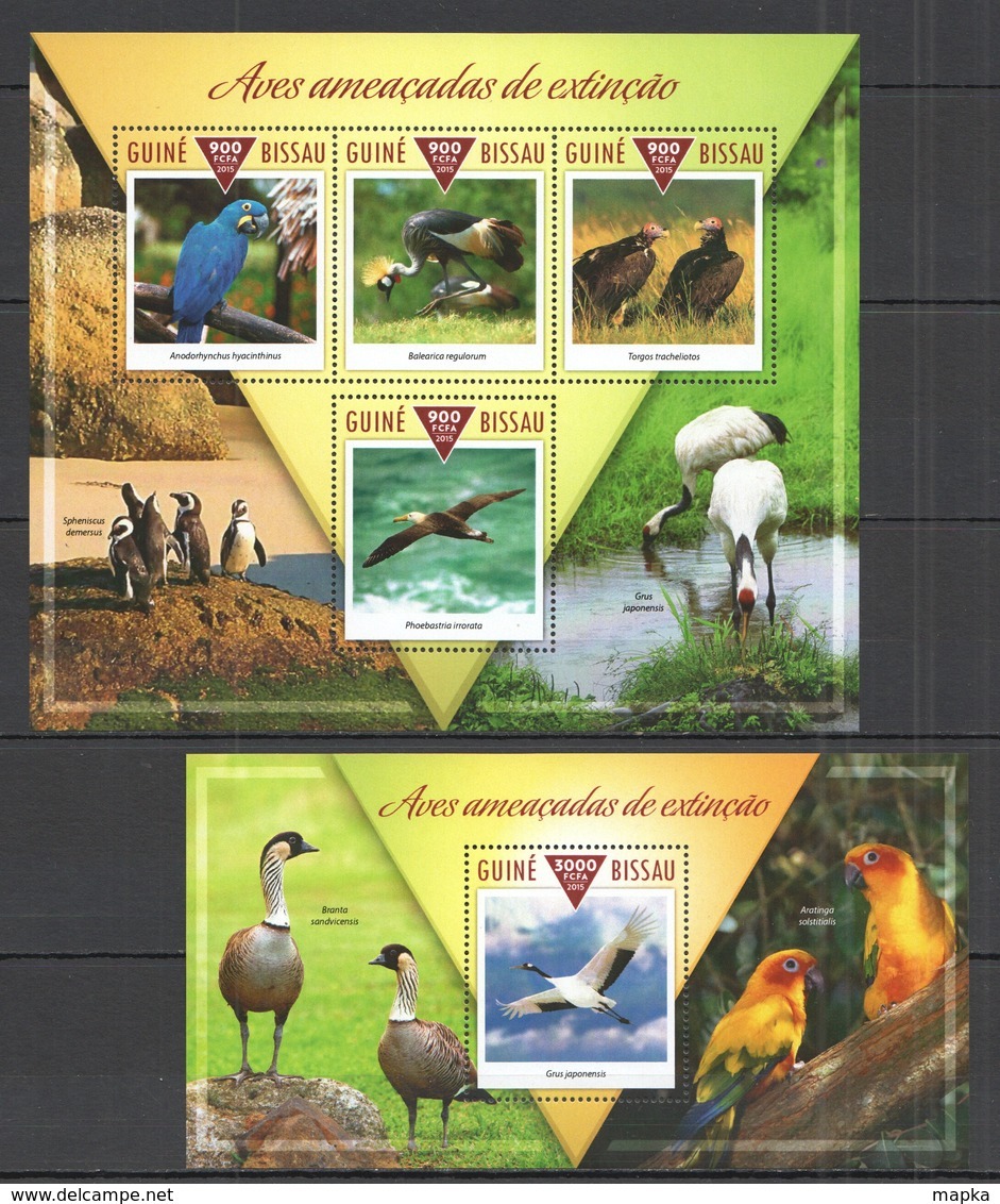 ST1061 2015 GUINE GUINEA-BISSAU FAUNA ENDANGERED BIRDS AVES AMEACADAS EXTINCAO KB+BL MNH - Andere & Zonder Classificatie