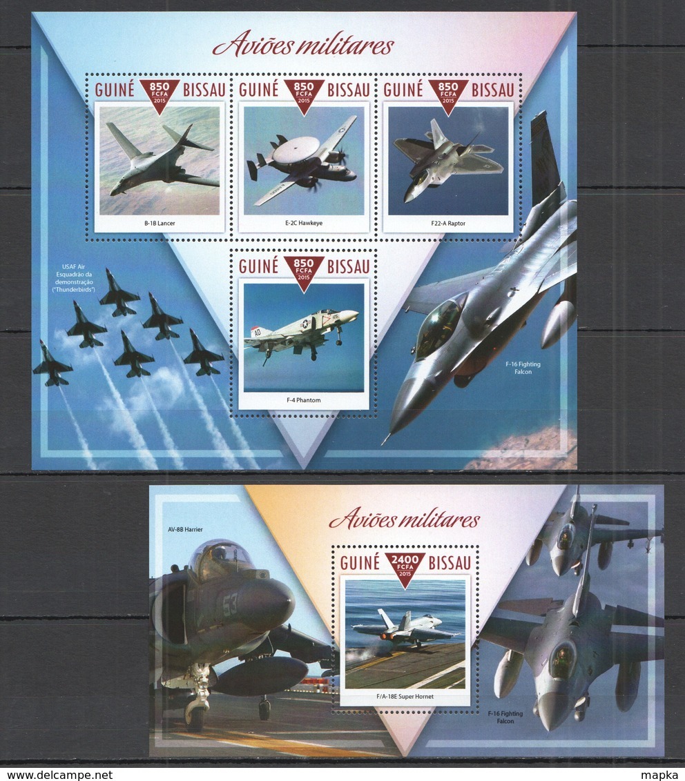 ST1067 2015 GUINE GUINEA-BISSAU TRANSPORT MILITARY AVIATION AVIOES MILITARES KB+BL MNH - Airplanes