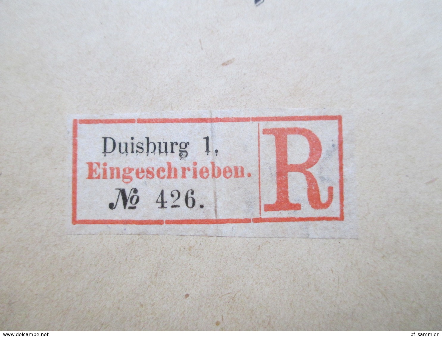 DR 1889 MiF Nr. 41 u. 42 R-Zettel Eingeschrieben Duisburg 1 Postauftrag an das Kaiserliche Postamt zu Coburg