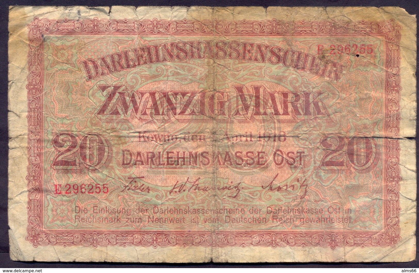 Germany Lithuania - 20 Mark 1918 F Kowno # P- R131 - 1° Guerra Mondiale