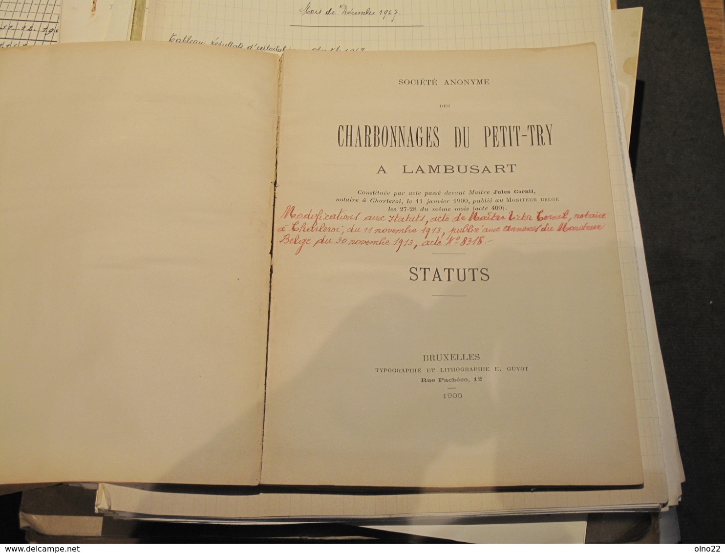 LAMBUSART - CHARBONNAGE - Lot De Documents Divers, Statuts, Comptes, Correspondances .... Voir Scans - Documents Historiques