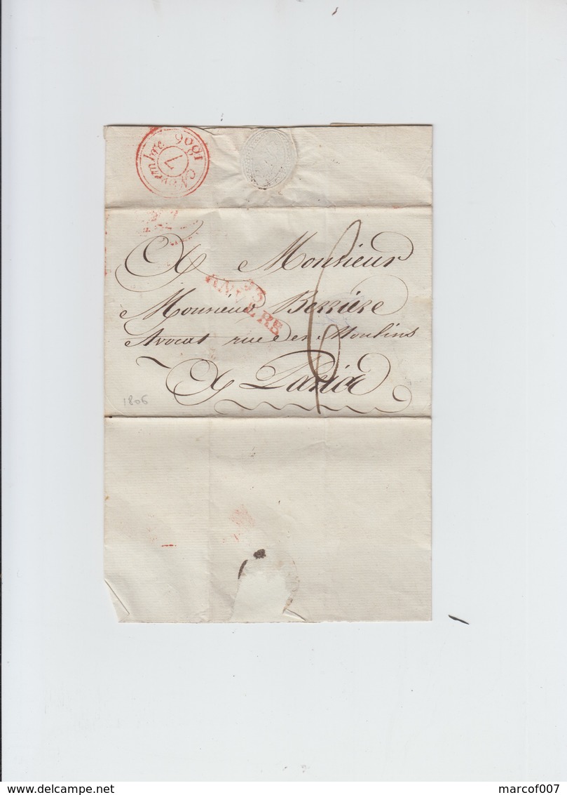 Précurseur - Devant De Lettre D Anvers Pour Paris  -  Griffe 93 / ANVERS 1806 - 1794-1814 (Franse Tijd)