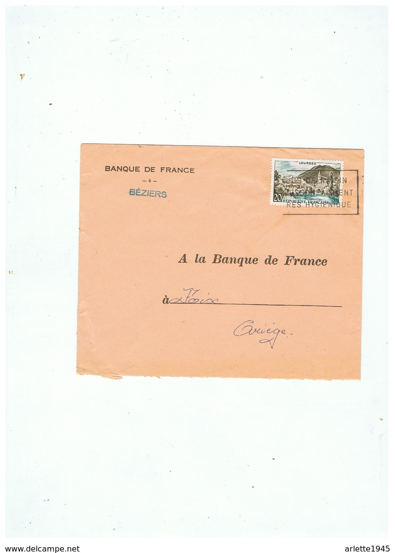 LETTRE DEPART BEZIERS Pour FOIX ARIEGE 1958 - 1921-1960: Période Moderne