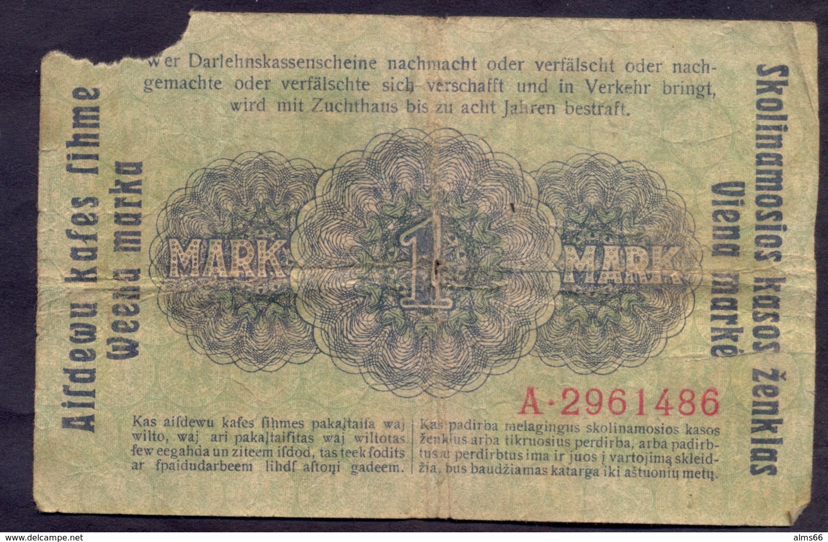 Germany Lithuania -1 Mark 1918 F Kowno # P- R128 - 1° Guerra Mondiale