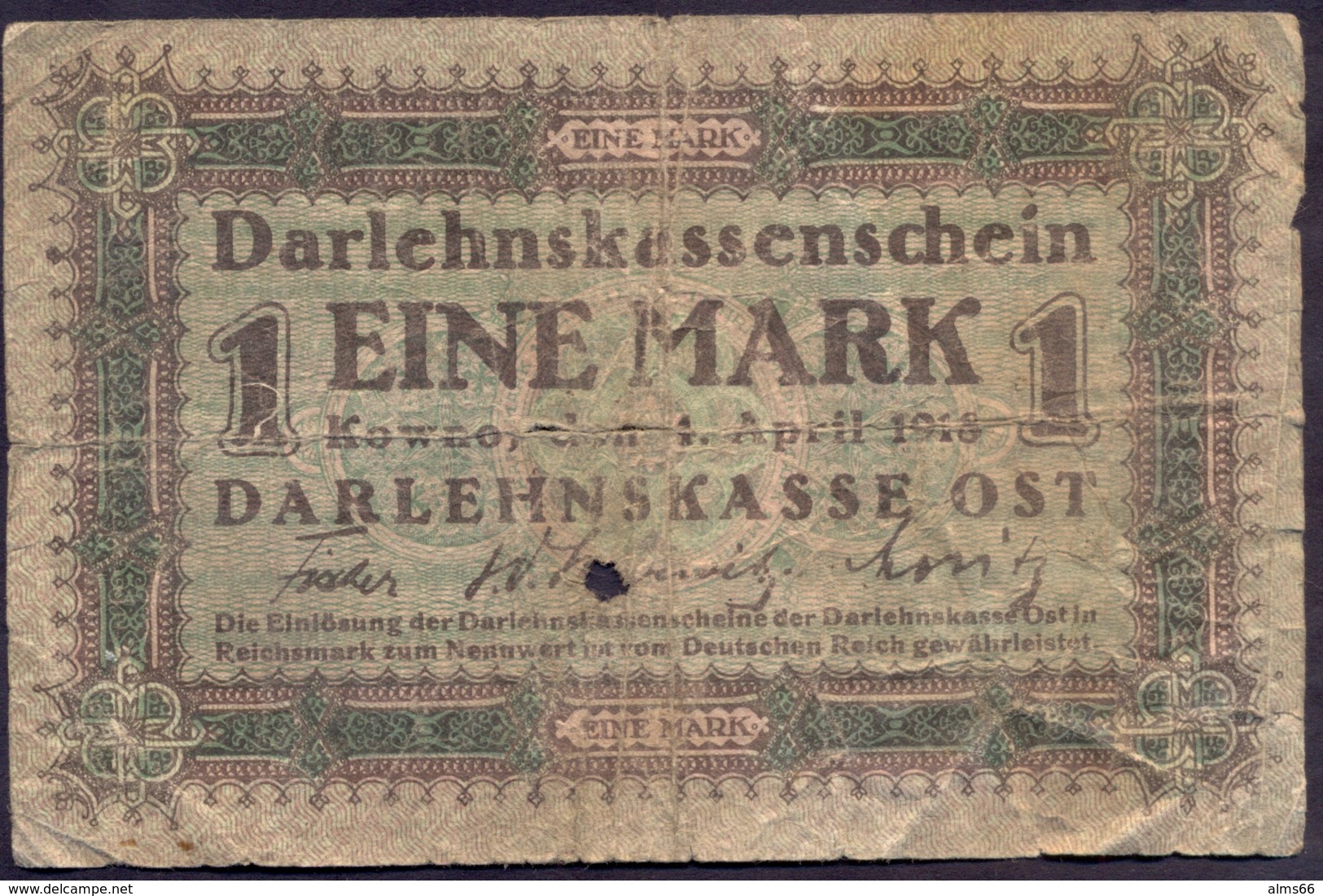 Germany Lithuania -1 Mark 1918 F Kowno # P- R128 - Eerste Wereldoorlog