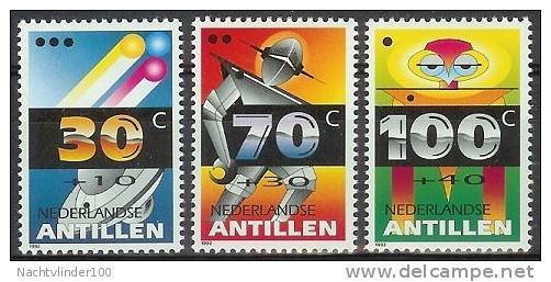 Mej1013 KINDERZEGELS ROBOT STAMPS FOR THE CHILDREN SPACE JUGENDWOHLFAHRT WELTRAUM NEDERLANDSE ANTILLEN 1992 PF/MNH - Andere & Zonder Classificatie