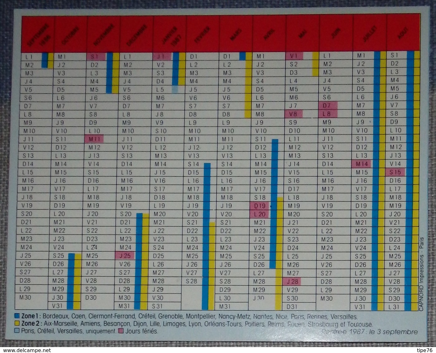 Petit Calendrier Poche 1986 87  Le Point Hebdomadaire D'information - Klein Formaat: 1981-90