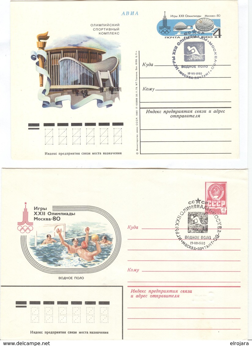RUSSIA Cancel Olympic Waterpolo In Two Different Types On Olympic Stationery Cover/card - Zomer 1980: Moskou