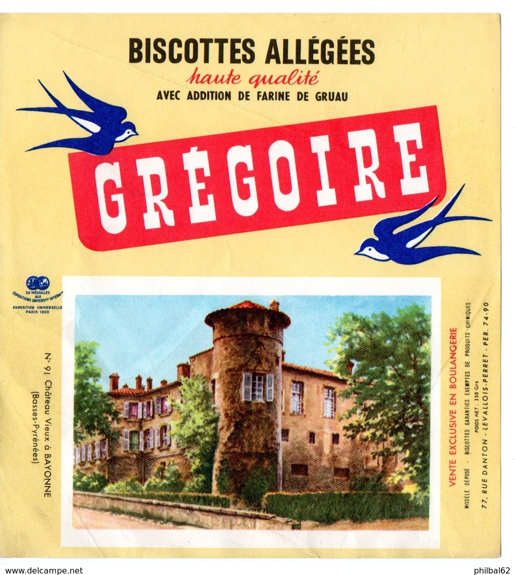 Lot  De 5 Buvards Grégoire. Châteaux De Couterne, Kerlevenan, De La Poissonnière, Falaise, Bayonne. - Biscottes