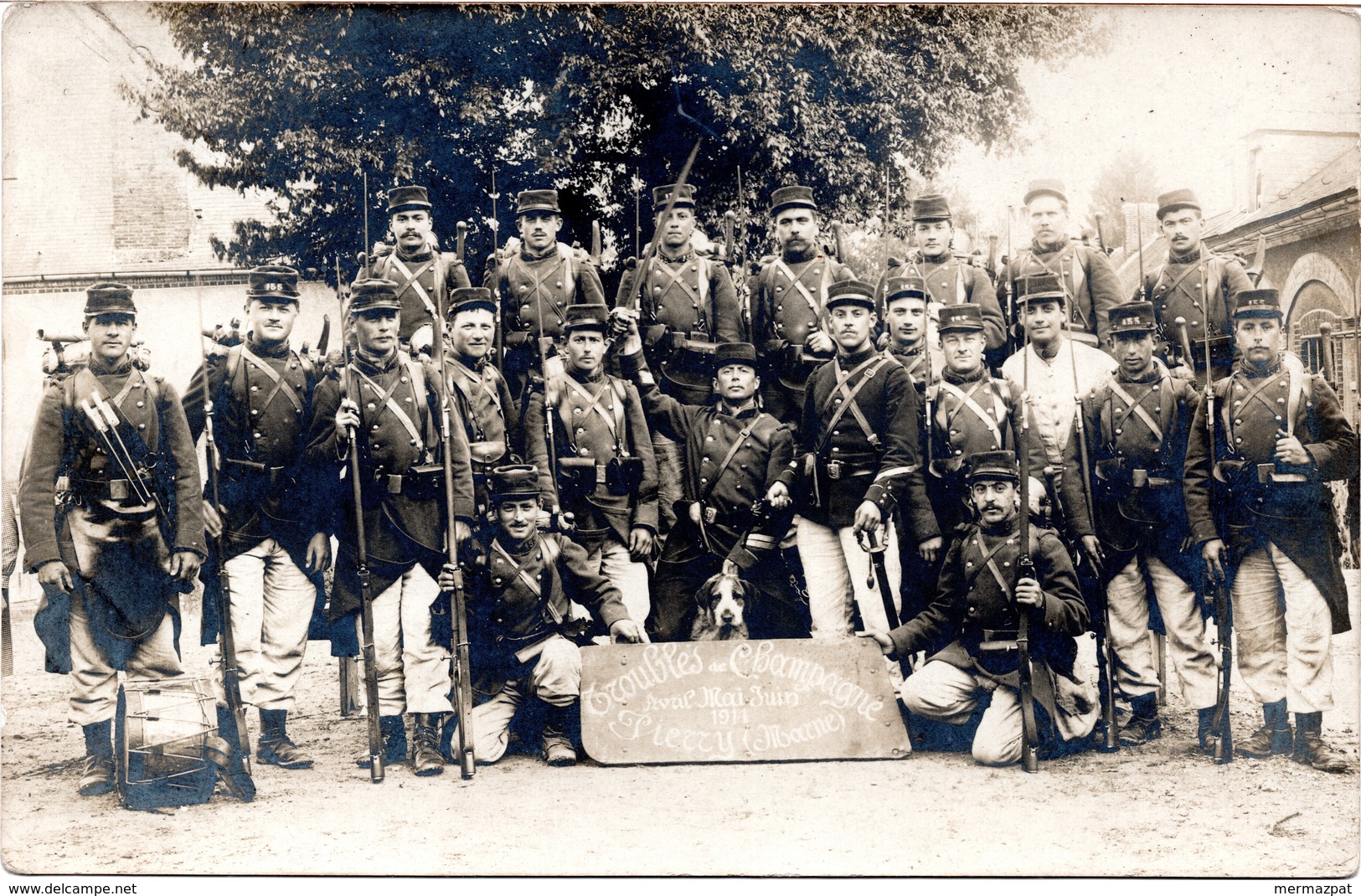 PIERRY (Marne 51) Militaires Du 155e Régiment D'Infanterie De Commercy Durant Les Révoltes Champagne Avril-mai-juin 1911 - Autres & Non Classés