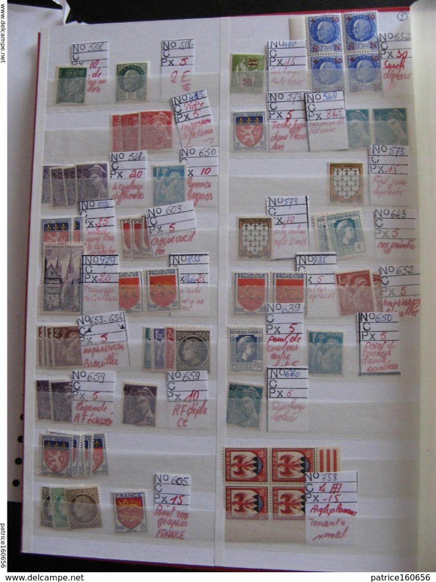 TB Lot De Petites Variétés Ou Nuances De Timbres De France Dans Un Classeur.  Neufs Et Oblitérés . - Collections (sans Albums)