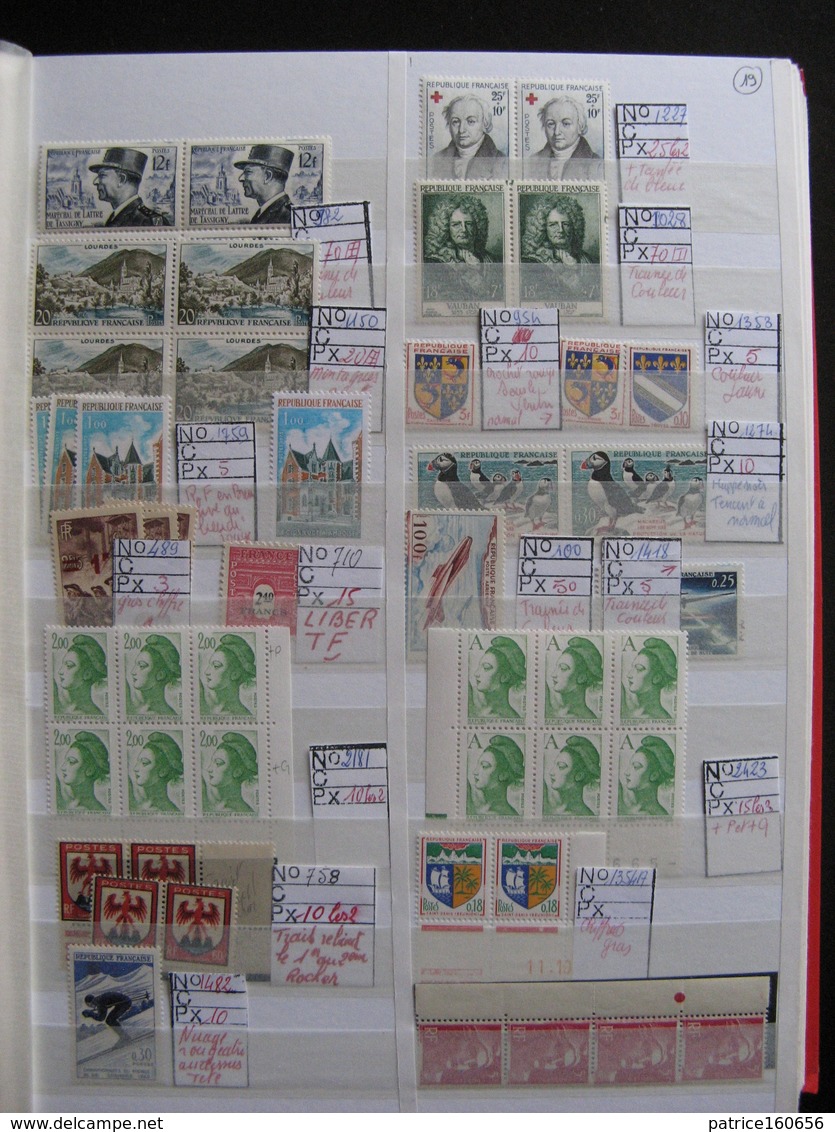 TB lot de petites variétés ou nuances de timbres de France dans un classeur.  Neufs et oblitérés .