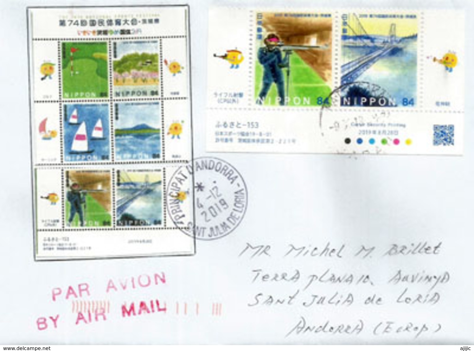 JAPAN. Le Tir.National Sports Festival Of Japan 2019 Ibaraki (rifle Shooting), Special Letter From Japan Sent To Andorra - Tir (Armes)