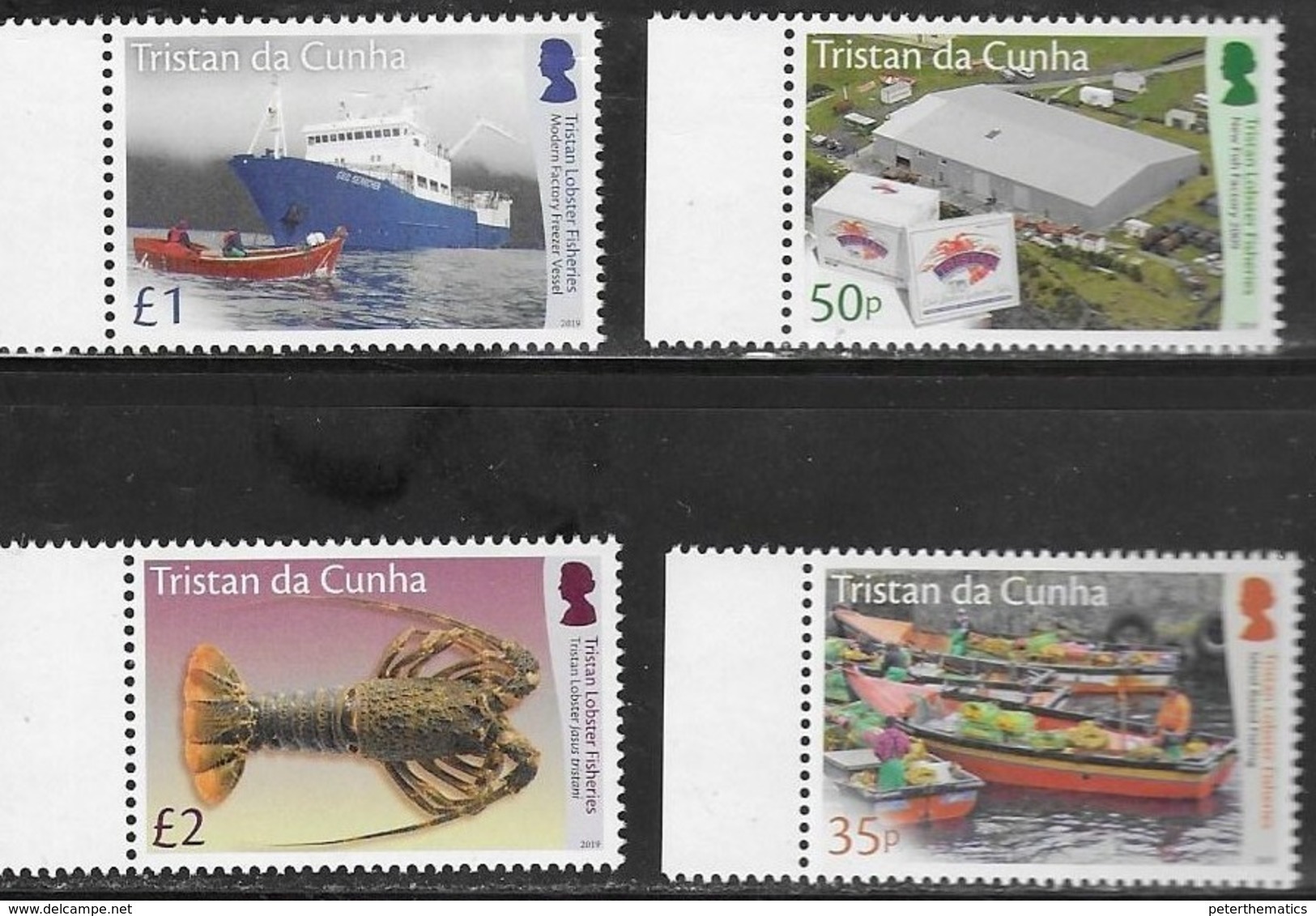 TRISTAN DA CUNHA, 2019, MNH, CRUSTACEANS, LOBSTERS, LOBSTE FISHERIES, BOATS, SHIPS, 4v - Crustaceans