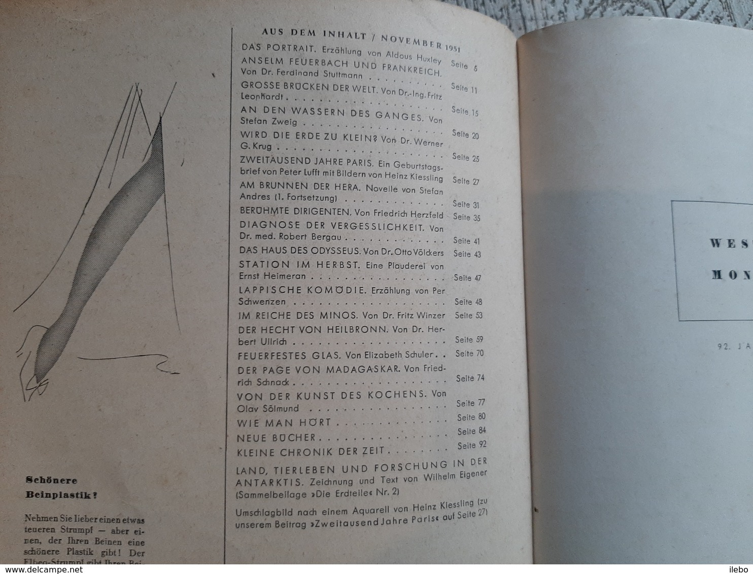 Monats Hefte Westermanns 1951 N° 8 Art Culture Musique - Arte