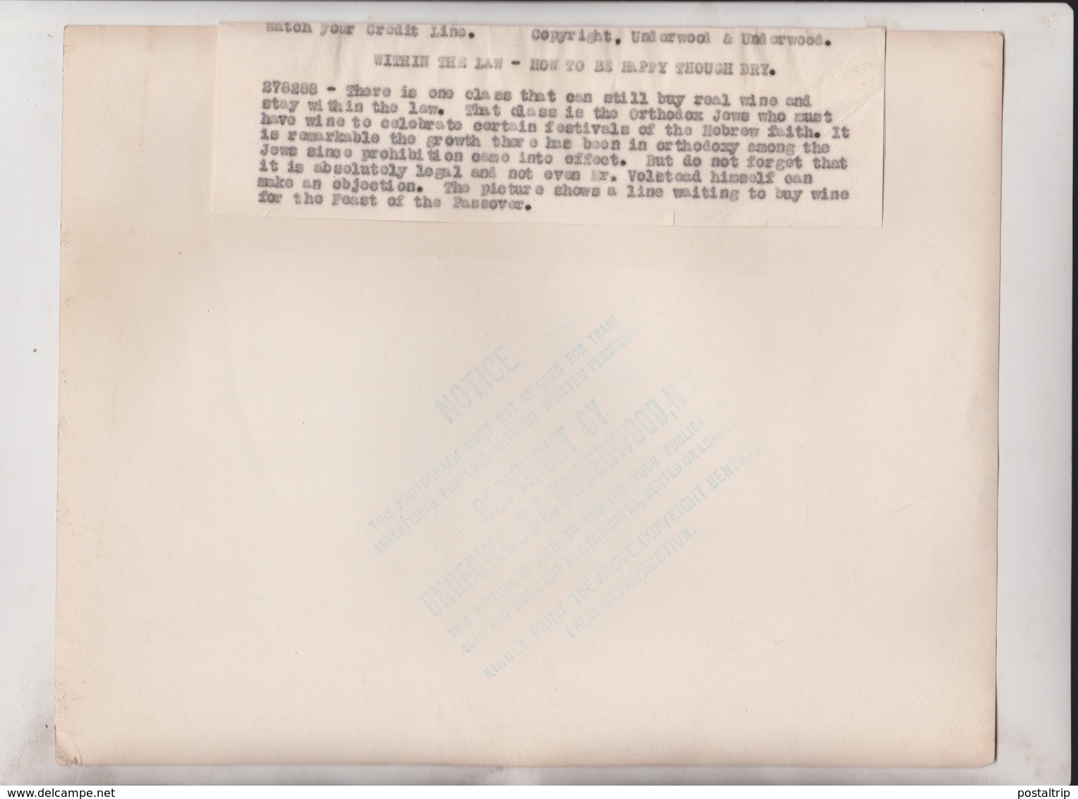 ALCOHOL PROHIBITION ORTHODOX JEWS Judaïca Judaisme Juif Juifs Joden Jood Jews Jew 25*20CM Fonds Victor FORBIN 1864-1947 - Otros & Sin Clasificación