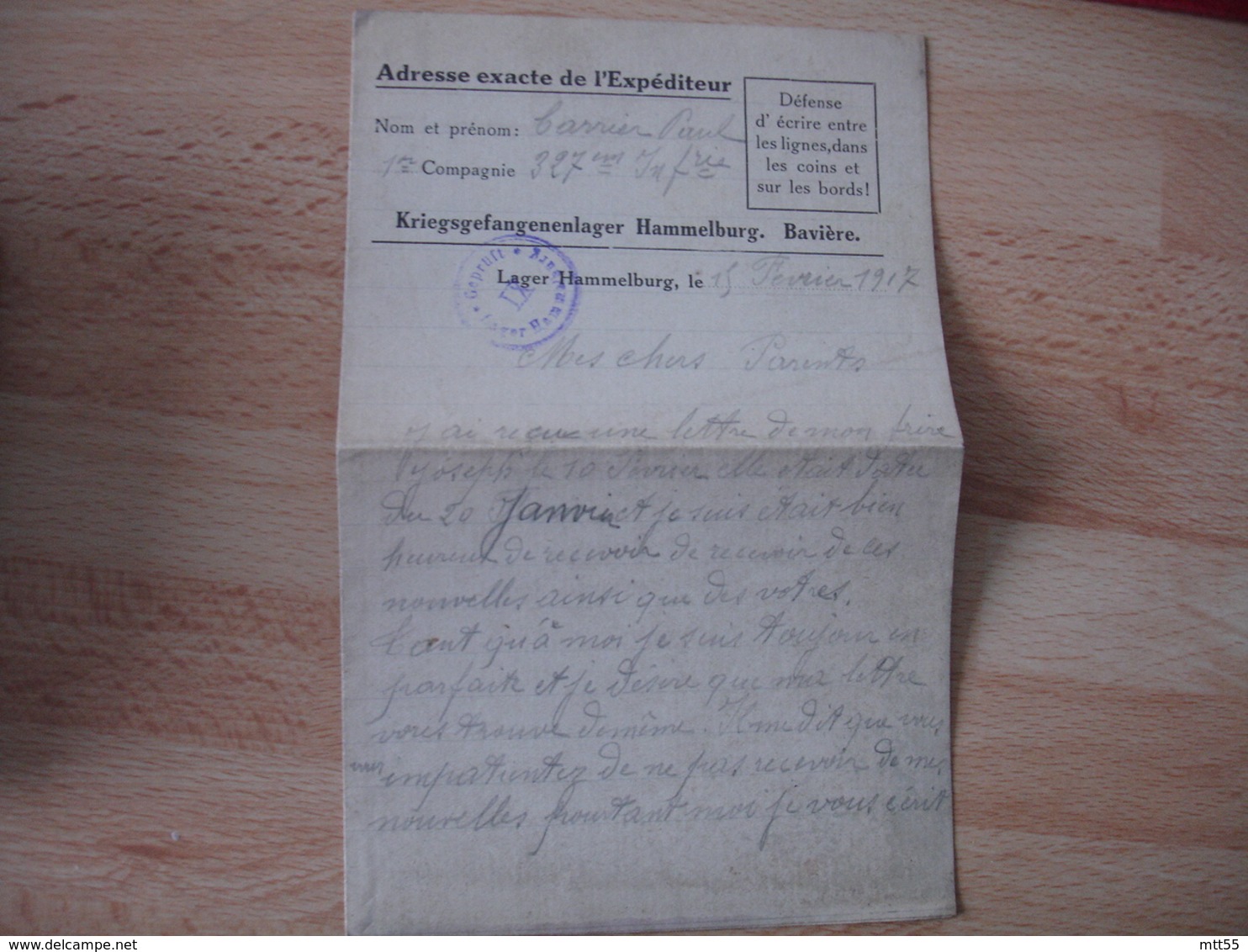 Lot De 4 Hammelburg   Enveloppe Et Lettre Censure Allemande Camp Prisonnier - WW I