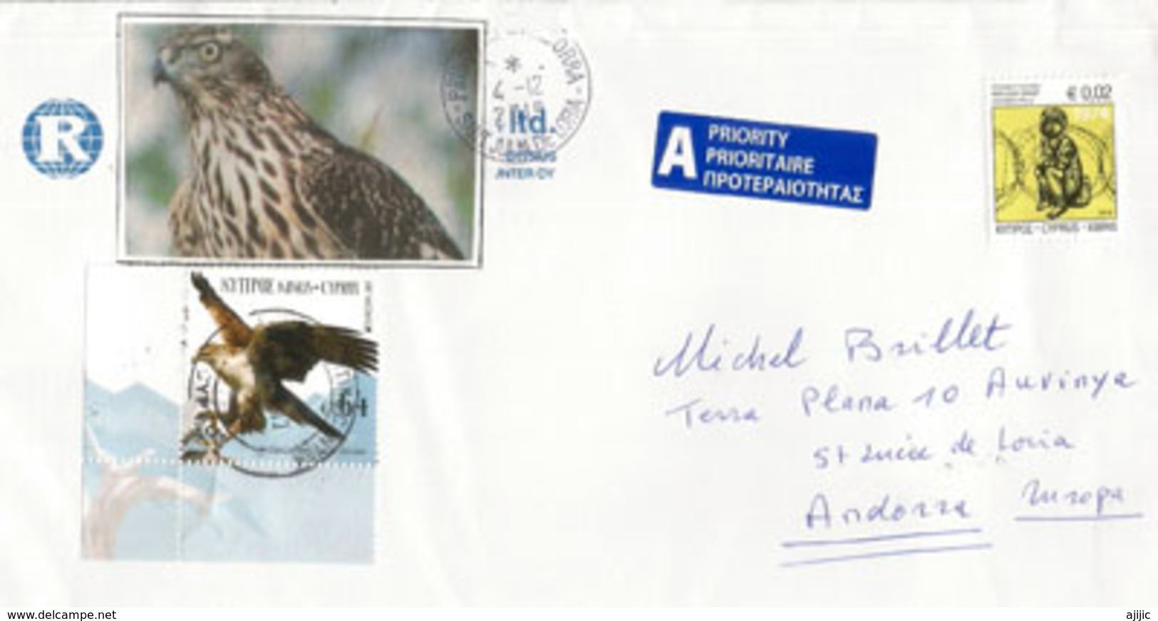 EUROPA 2019. Aigle De Bonelli, Chypre, Sur Lettre Adressée Andorra Avec Timbre à Date Arrivée - Lettres & Documents