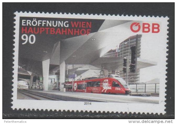 AUSTRIA, 2014, MNH, TRAINS, VIENNA MAIN TRAIN STATION, 1v - Trains