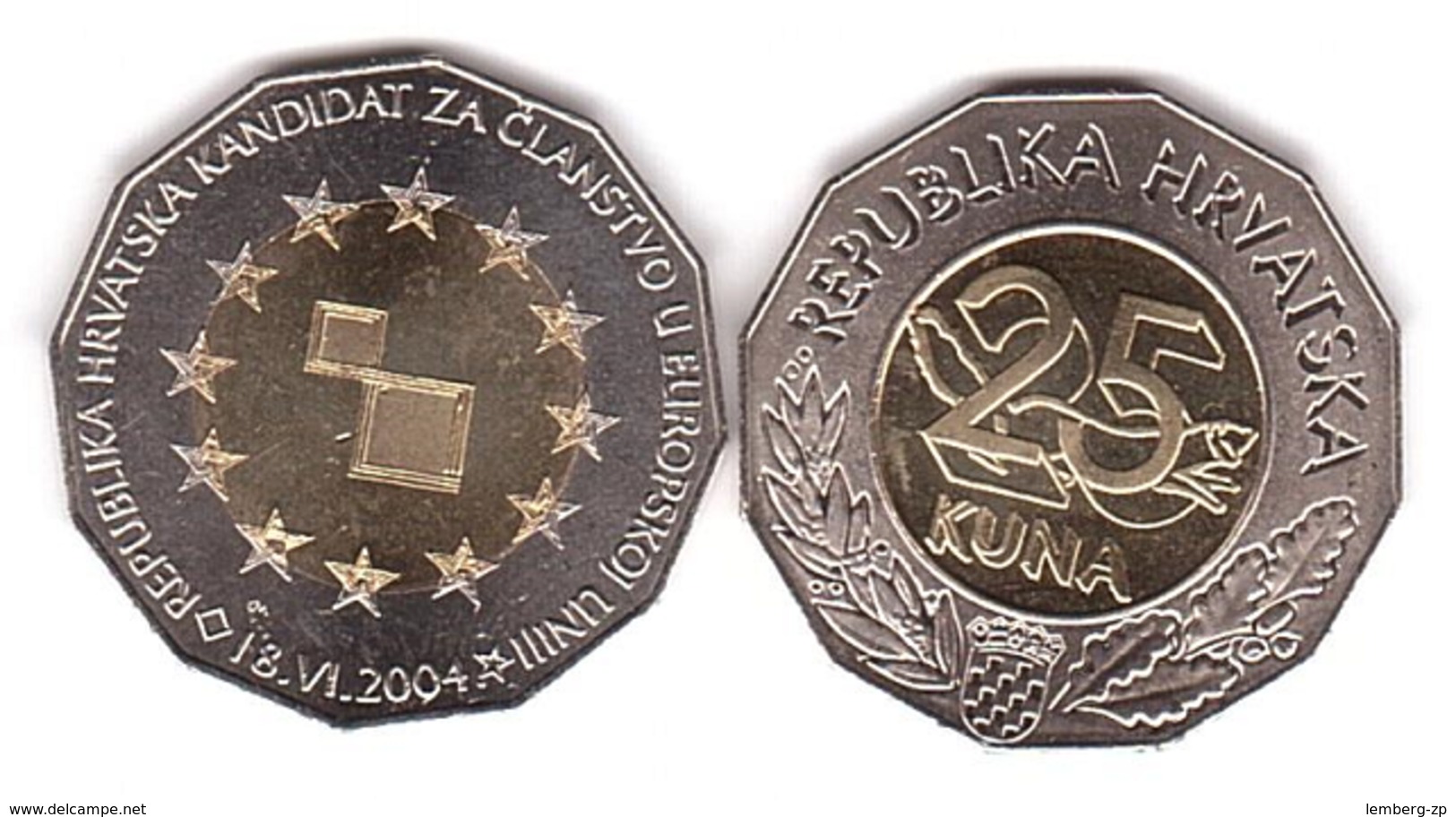 Croatia - 25 Kuna 2004 AUNC / UNC EU Candidate Lemberg-Zp - Kroatië