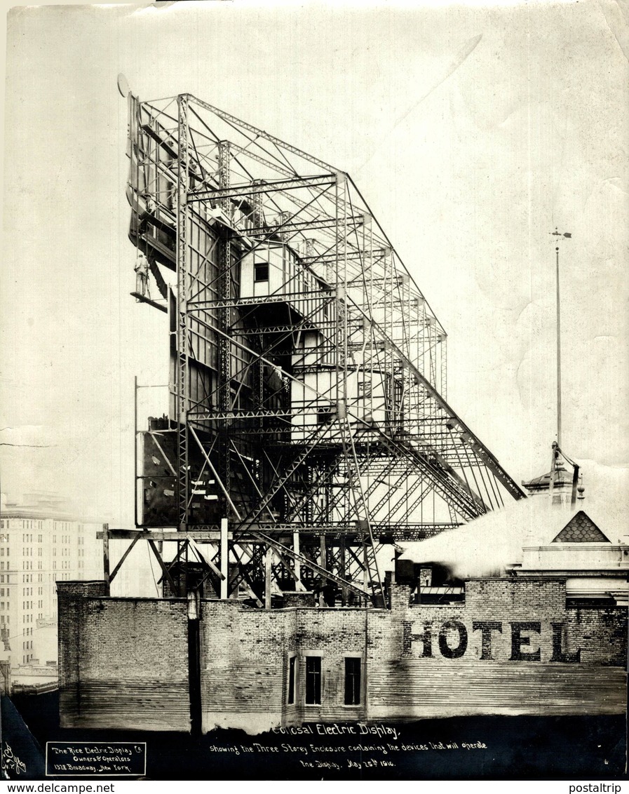 BROADWAY NEW YORK COLOSSAL ELECTRIC DISPLAY 1910  26*20CM Fonds Victor FORBIN 1864-1947 - Lugares