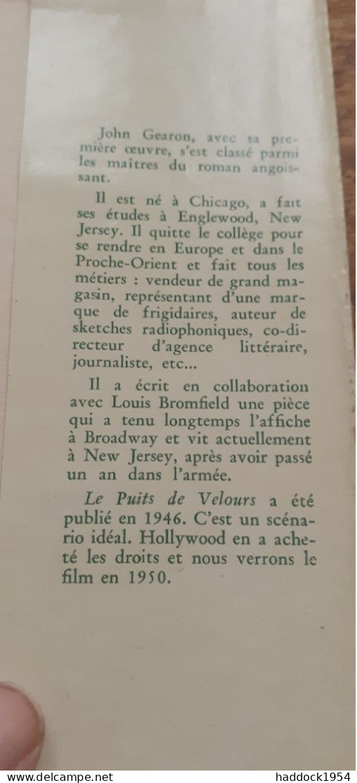 Le Puits De Velours JOHN GEARON Gallimard 1949 - Série Blême