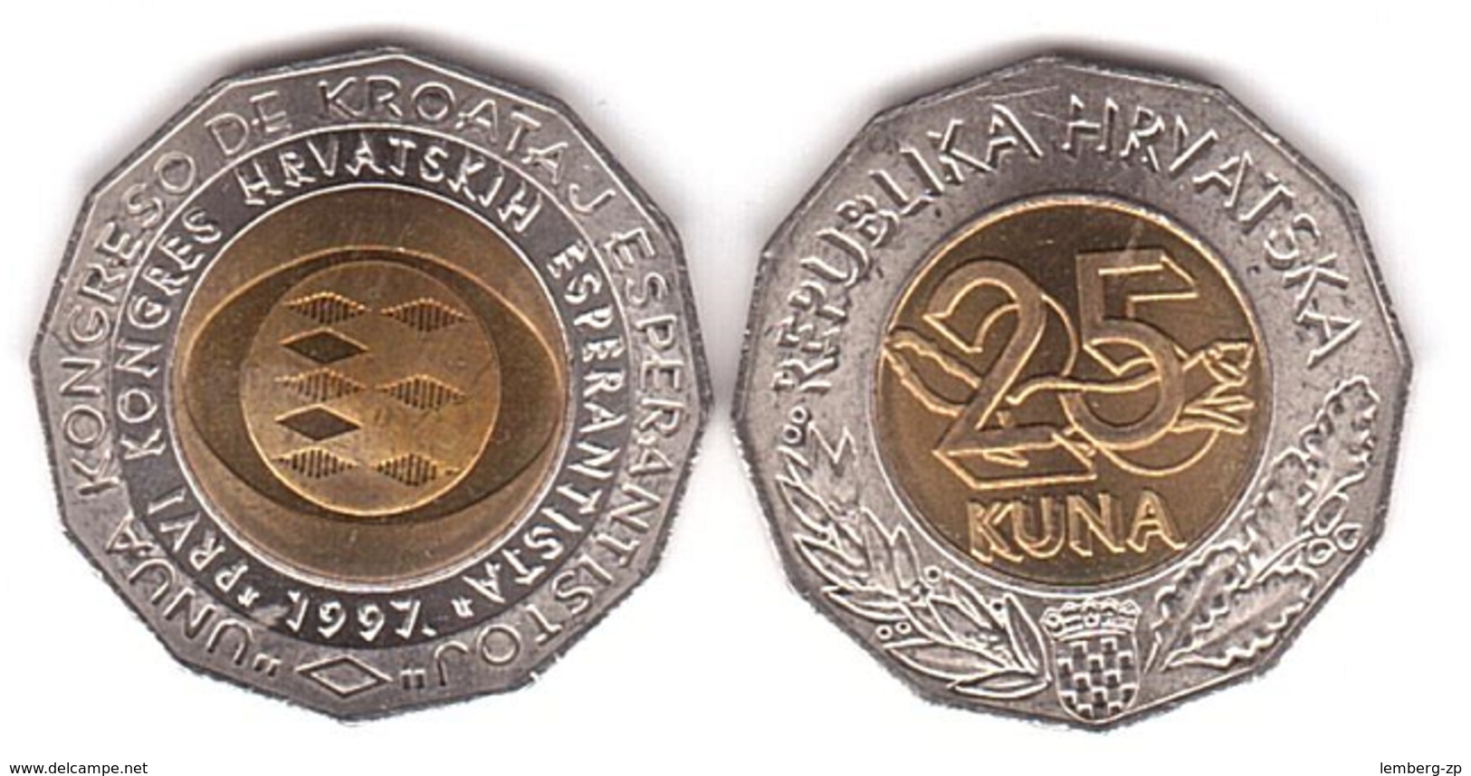 Croatia - 25 Kuna 1997 AUNC / UNC 1st Congress Of Croatian Esperantists At The UN Lemberg-Zp - Croatia