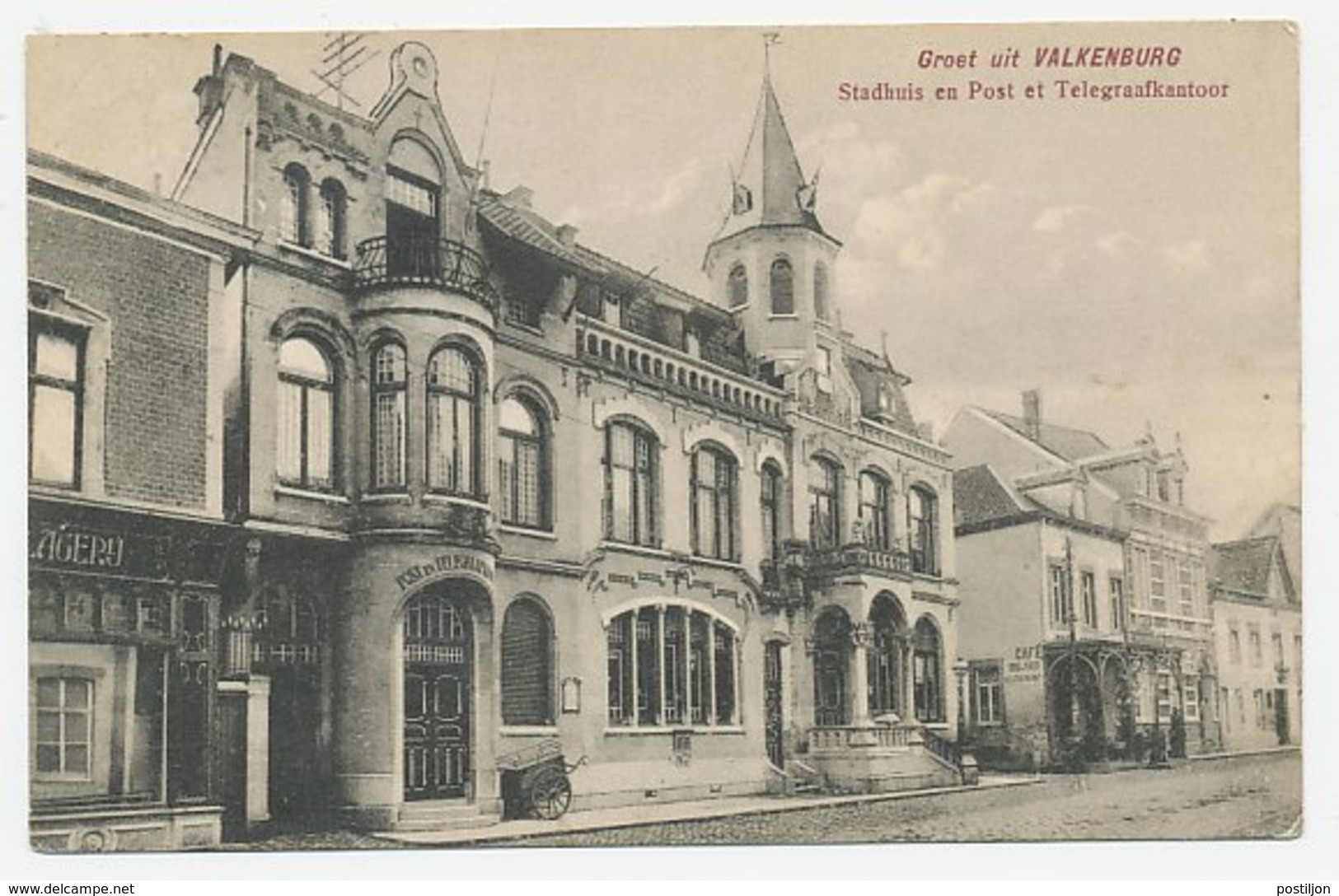 Prentbriefkaart Postkantoor Valkenburg 1908 - Autres & Non Classés