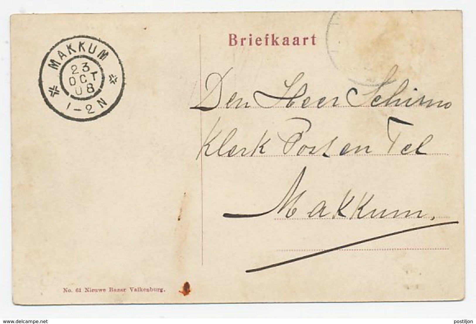 Prentbriefkaart Postkantoor Valkenburg 1908 - Autres & Non Classés