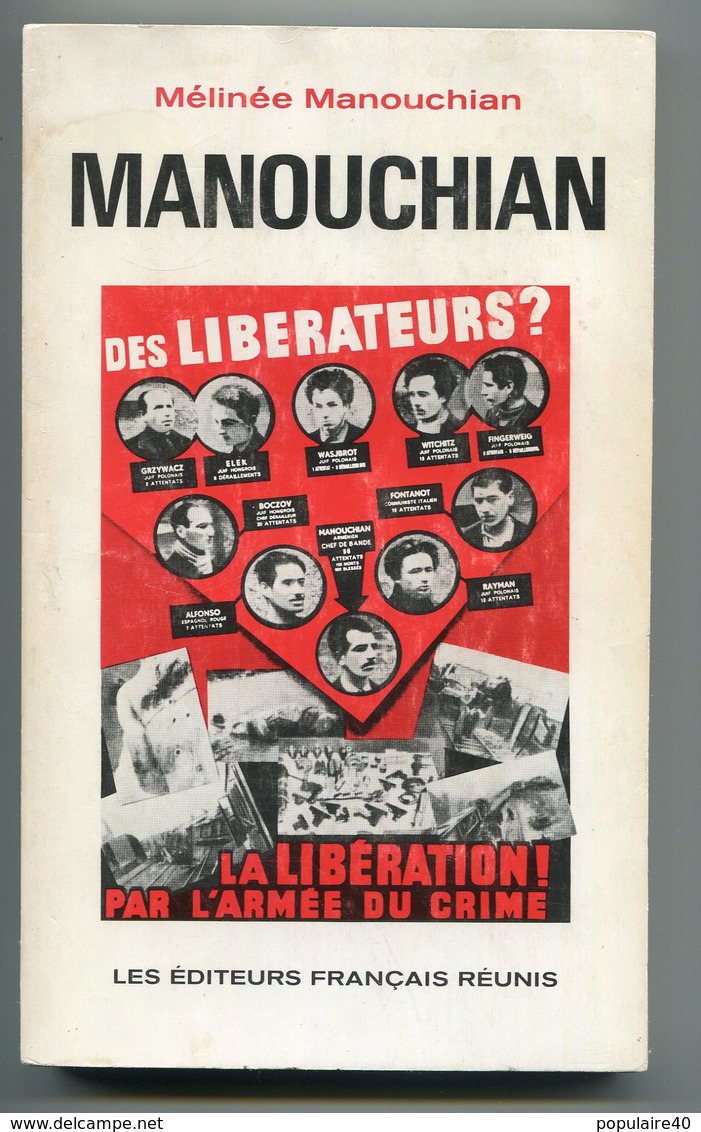 Mélinée Manouchian  Livre Résistance FTPF FTP MOI Arménie Arméniens FFI - Francese