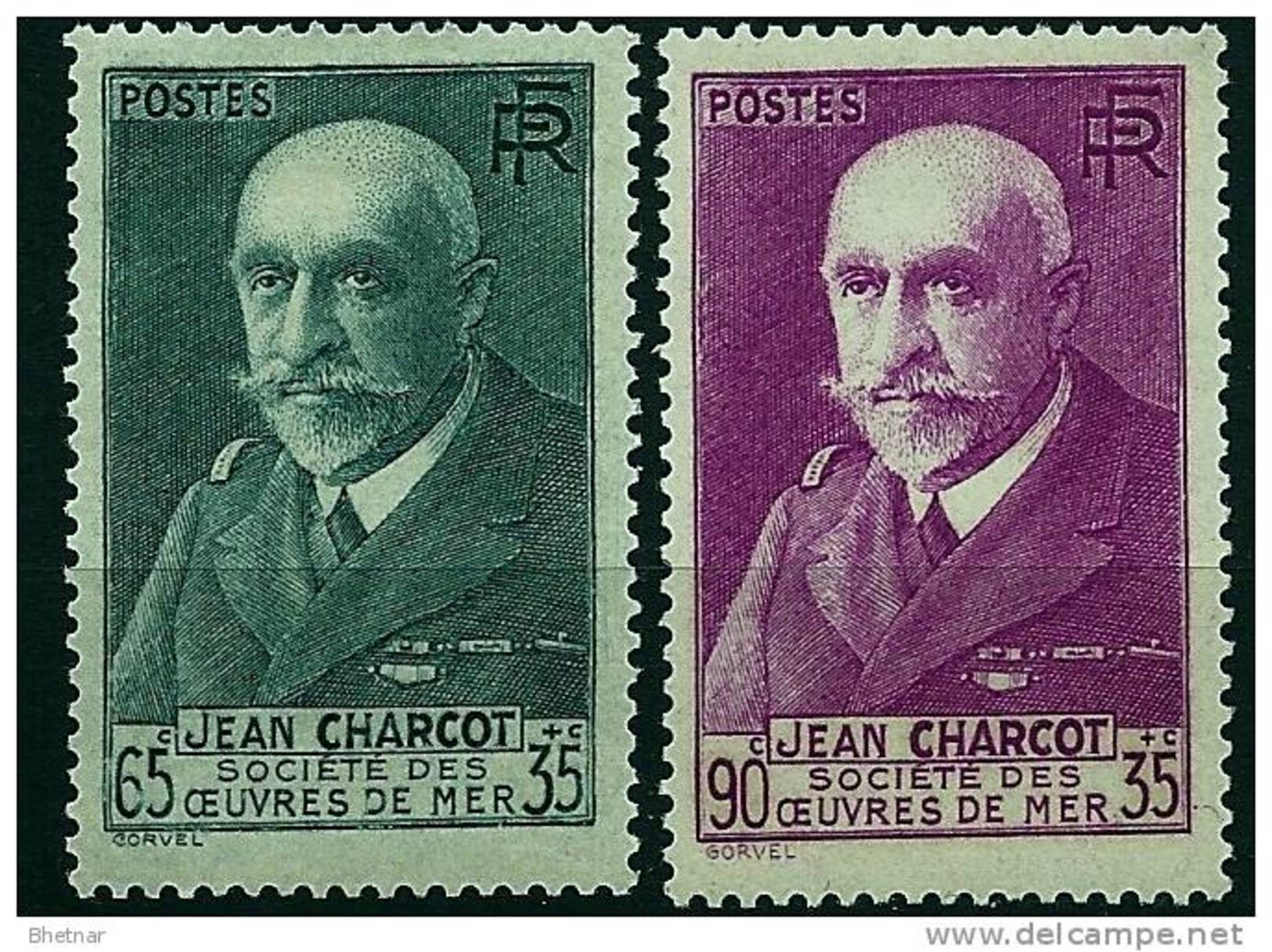 FR YT 377 & 377A " Oeuvres De La Mer, Jean Charcot " 1938 Neuf* - Nuevos