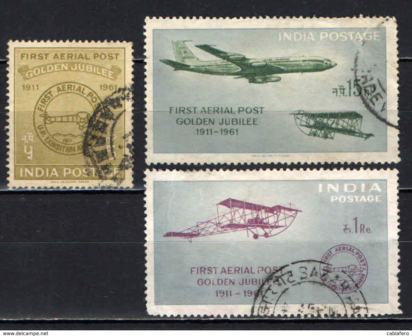 INDIA - 1961 - CENTENARIO DEL PRIMO VOLO DI POSTA AEREA - USATI - Usati