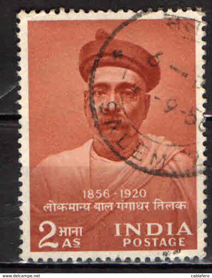 INDIA - 1956 - BAL GANGADHAR TILAK - EROE DELL'INDIPENDENZA - USATO - Usati