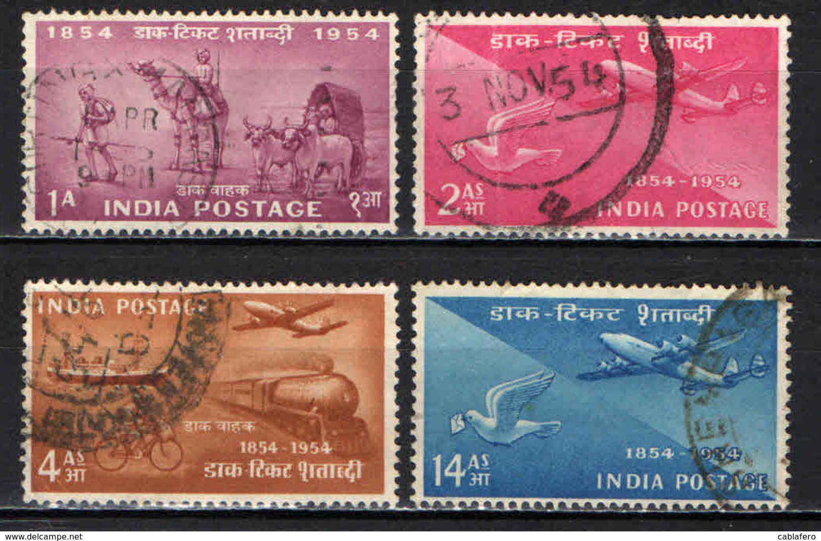 INDIA - 1954 - CENTENARIO DEL FRANCOBOLLO INDIANO - USATI - Usati