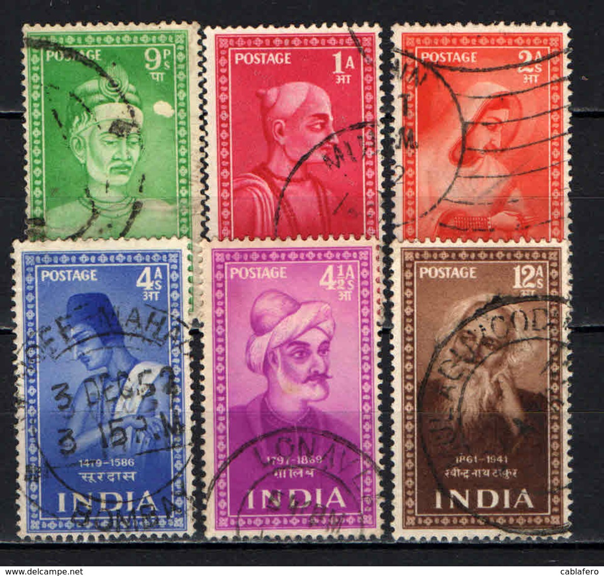 INDIA - 1952 - POETI E PRINCIPESSE DELL'INDIA - USATI - Gebraucht