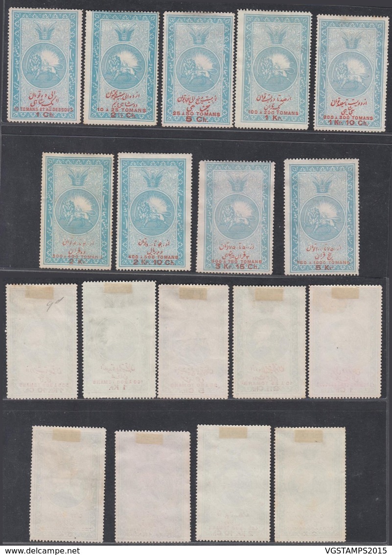 IRAN TIMBRES FISCAUX 9 TIMBRES EN BLEU (DE DIFFERENTS VALEURS) (BE) DC-5148 - Iran