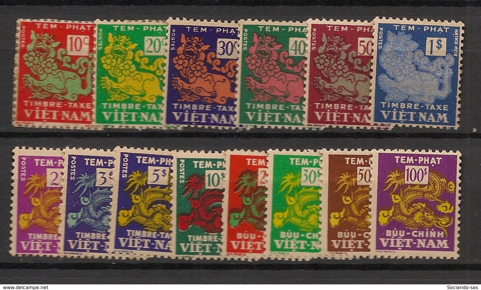 Vietnam (Empire) - 1952-56 - Taxe TT N°Yv. 1 à 14 - Complet - 14v - Neuf Luxe ** / MNH / Postfrisch - Vietnam