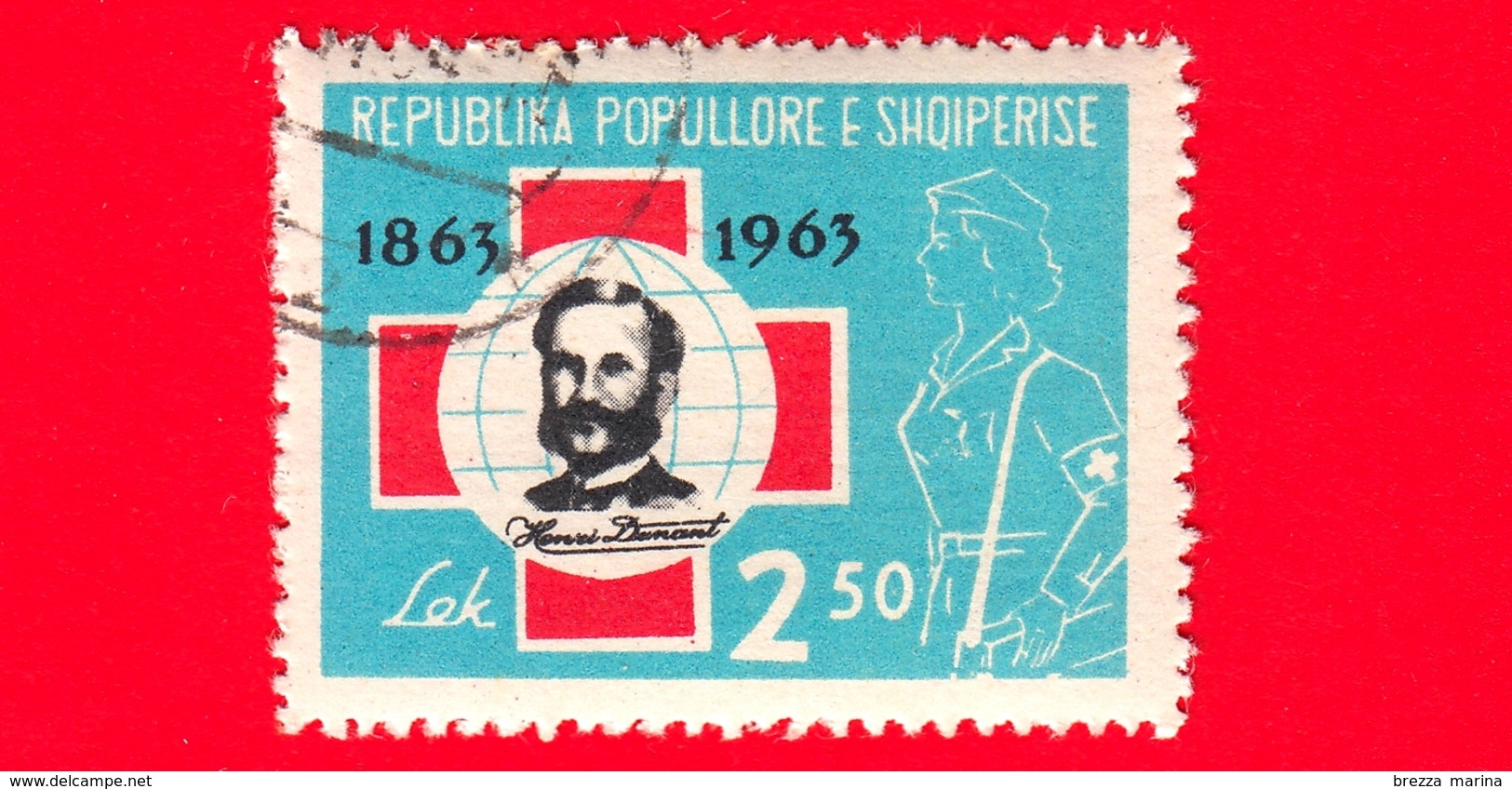 ALBANIA - Usato - 1963 - 100 Anni Della Croce Rossa - Henri Dunant (1828-1910), Founder Of The Red Cross - 2.50 - Albania