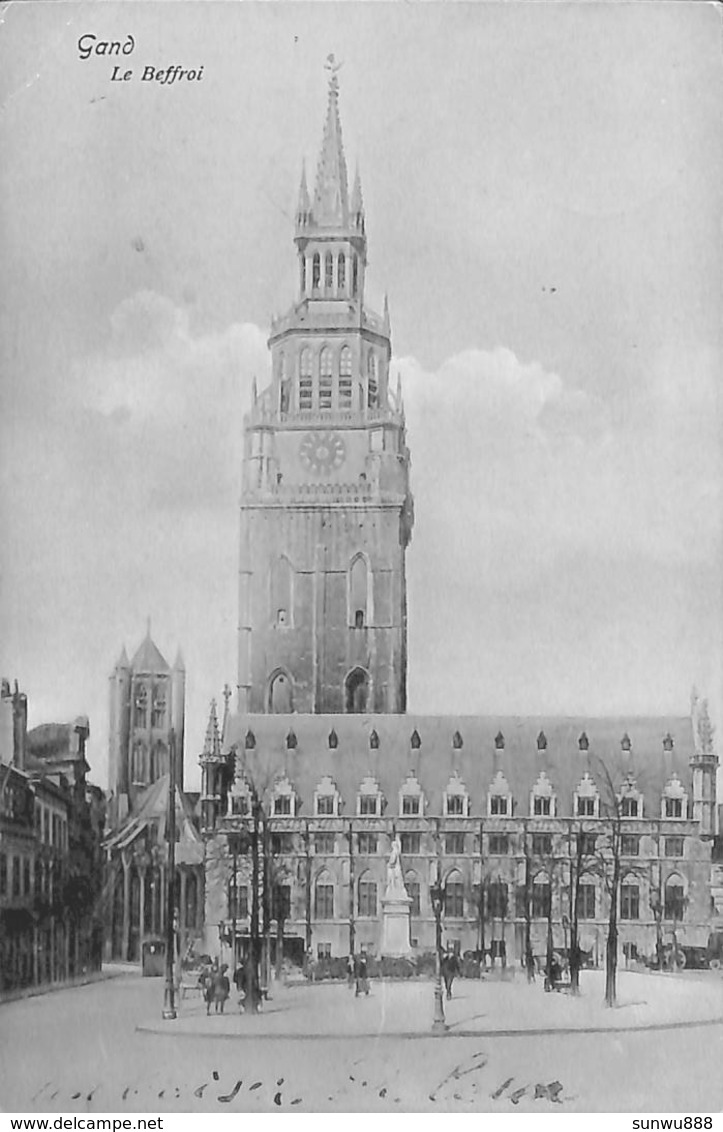 Gand - Le Beffroi (animée, Arrivée Du Tram Au Loin Tramway In De Achtergrond Trenkler 1908) - Gent