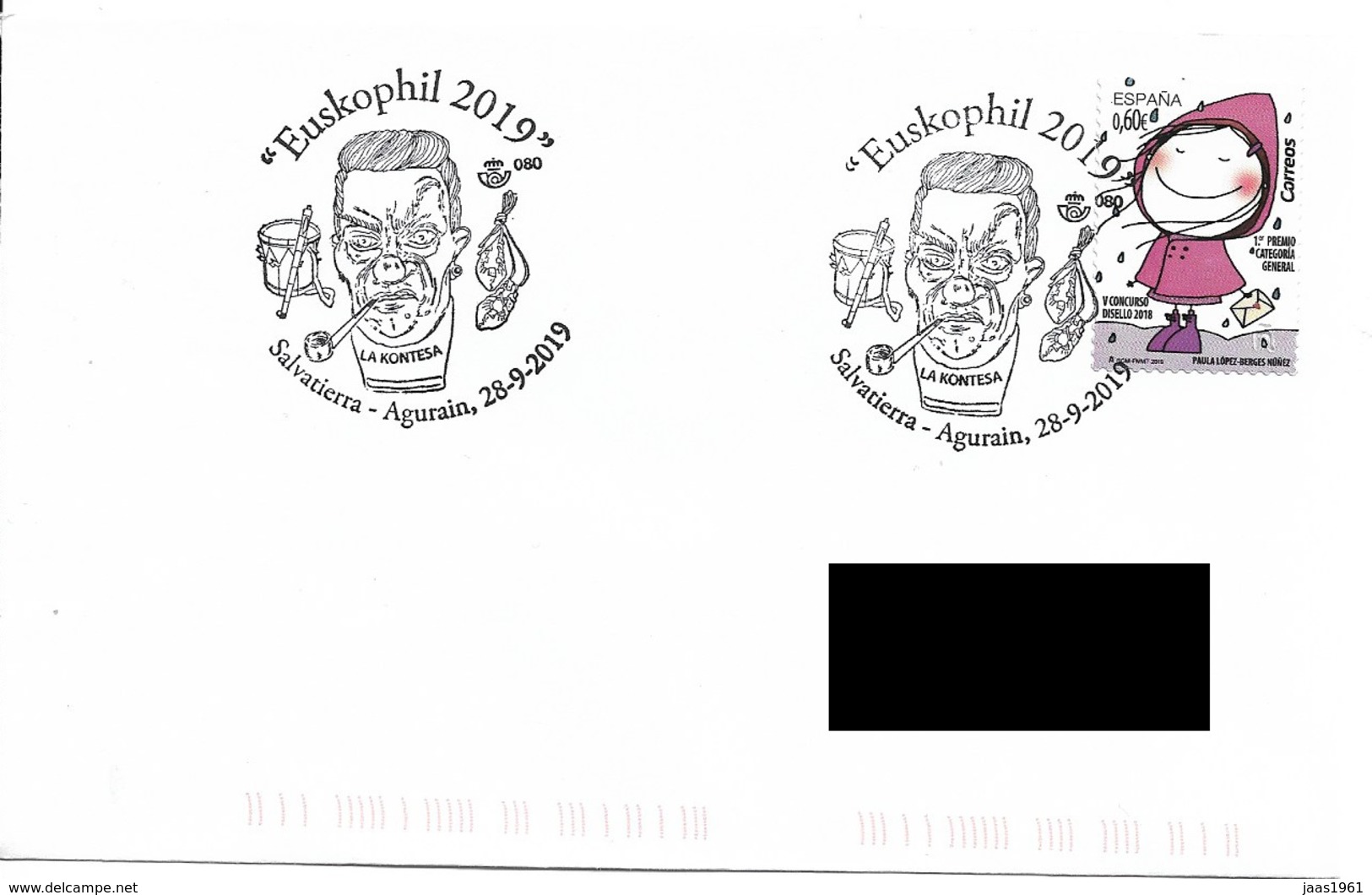 SPAIN. POSTMARK. CABEZUDO "LA KONTESA". AGURAIN SALVATIERRA. 2019 - Otros & Sin Clasificación