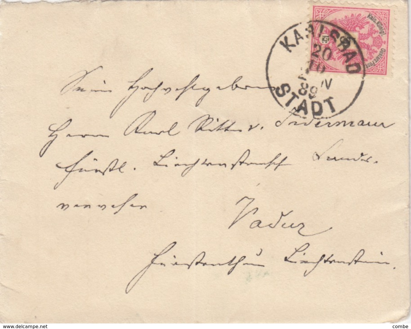 LETTRE. AUTRICHE. 1889. 5 Kr. KARLSBAD. (TCHEQUIE) POUR VADUZ  (Liechtenstein) - Briefe U. Dokumente
