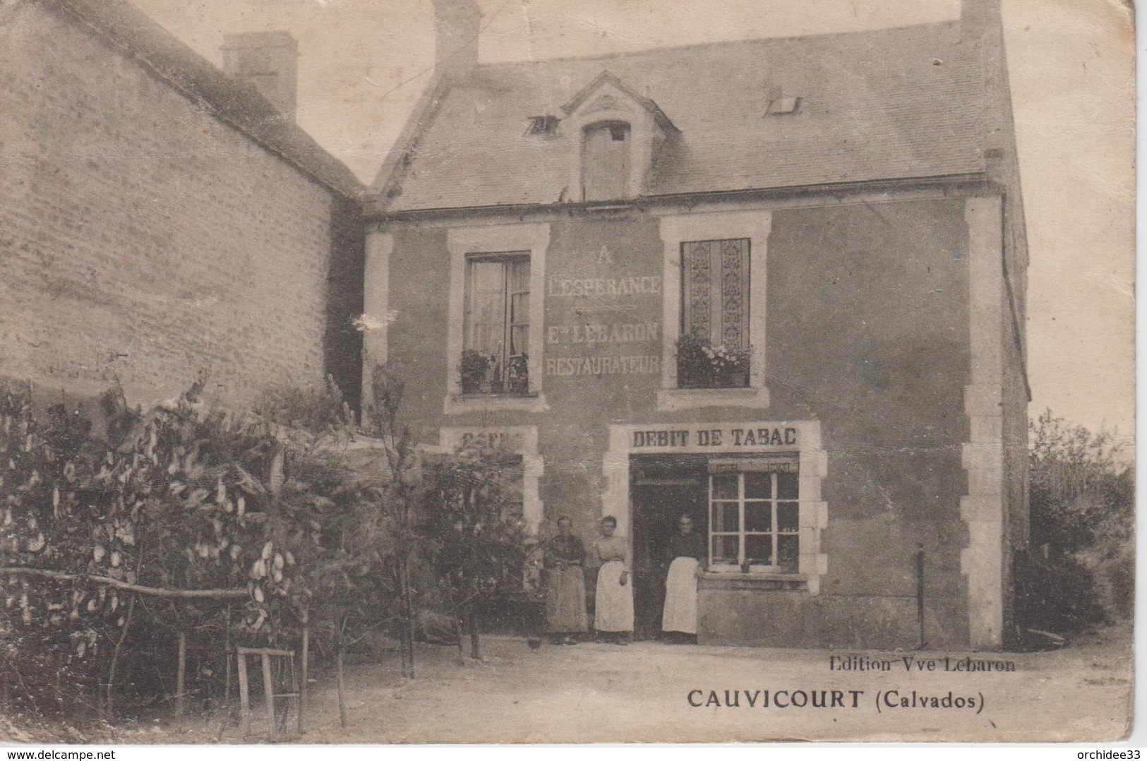 CPA Cauvicourt - Débit De Tabac - Restaurant "A L'Espérance" - Autres & Non Classés