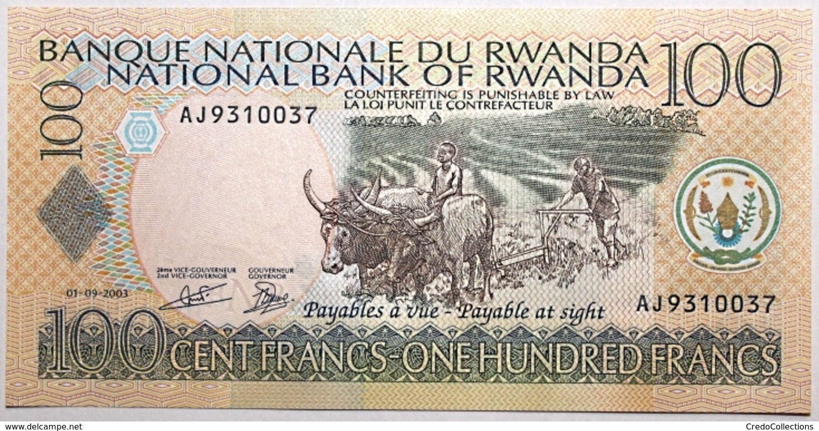 Rwanda - 100 Francs - 2003 - PICK 29b - NEUF - Rwanda