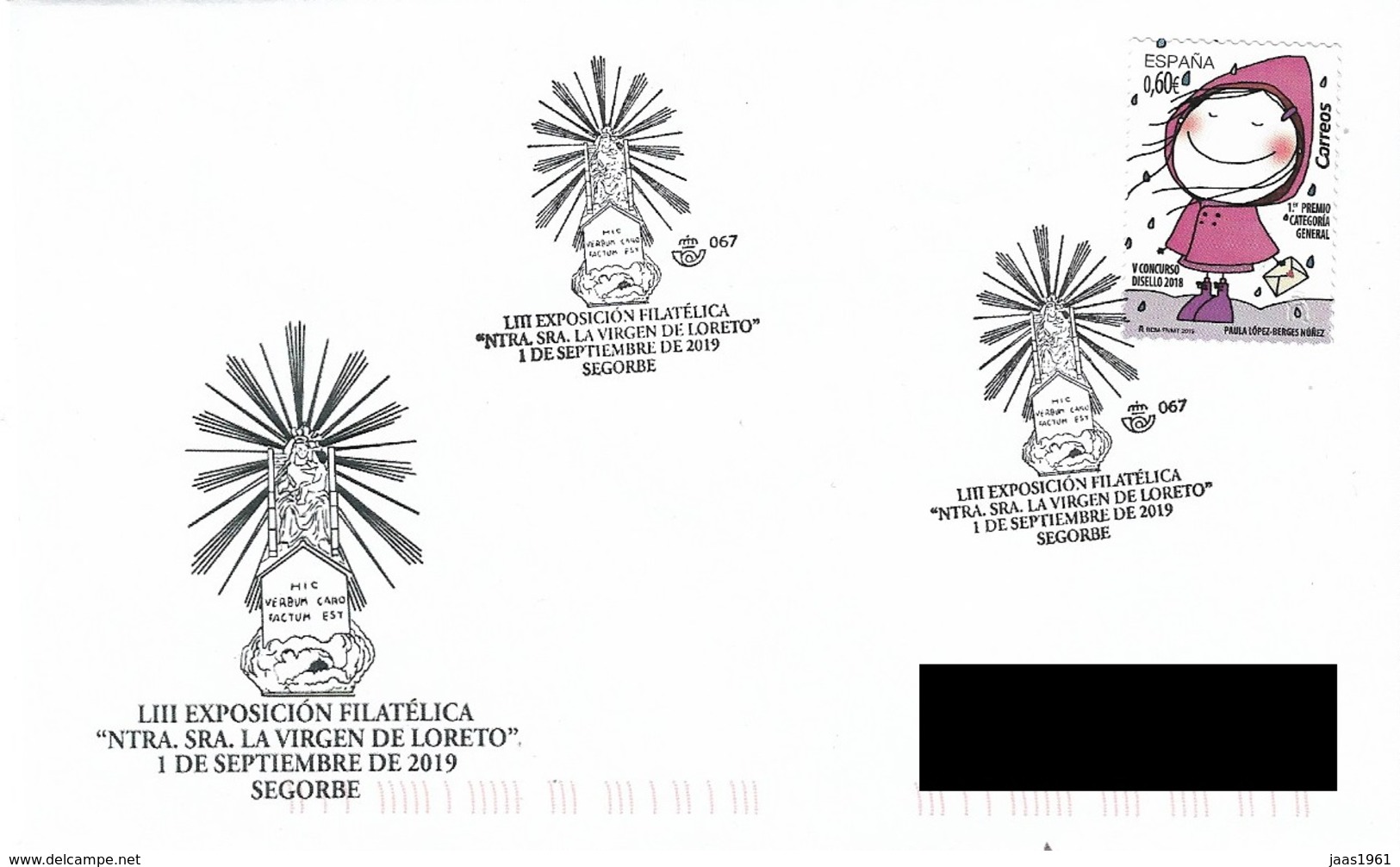 SPAIN. POSTMARK. VIRGEN DE LORETO. SEGORBE 2019 - Otros & Sin Clasificación