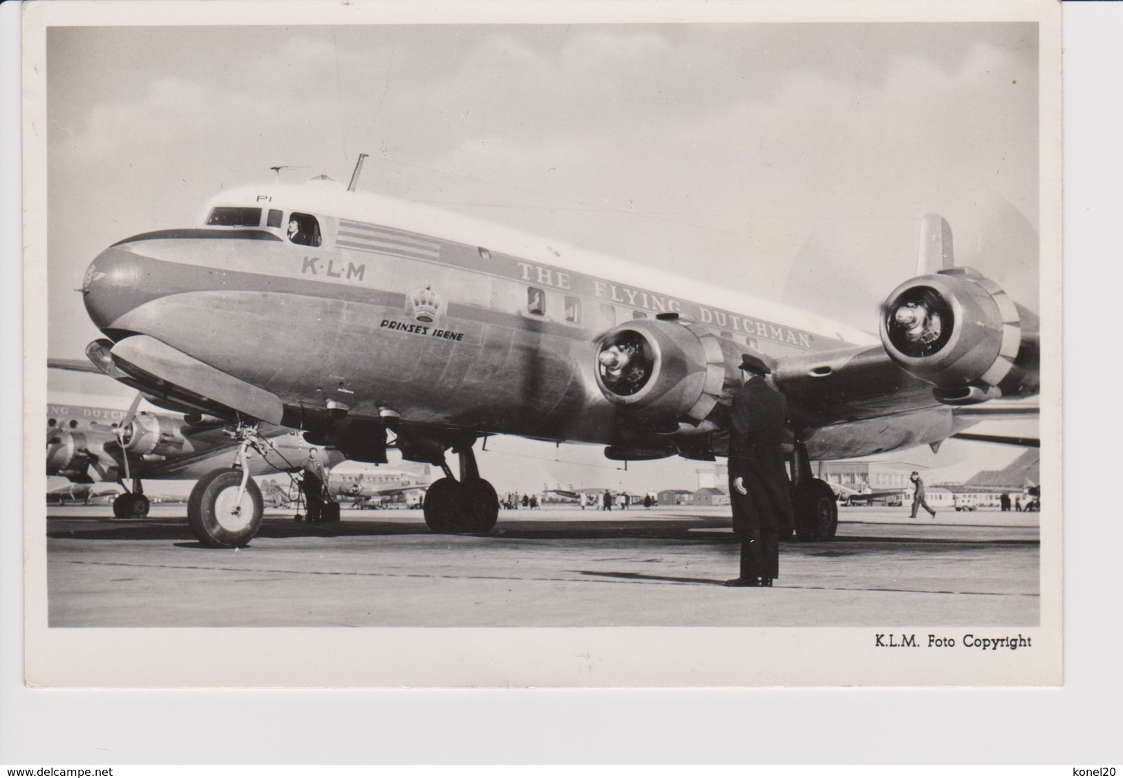 Vintage Rppc KLM K.L.M Royal Dutch Airlines Douglas Dc-6@ Schiphol Amsterdam Airport - 1919-1938: Entre Guerres